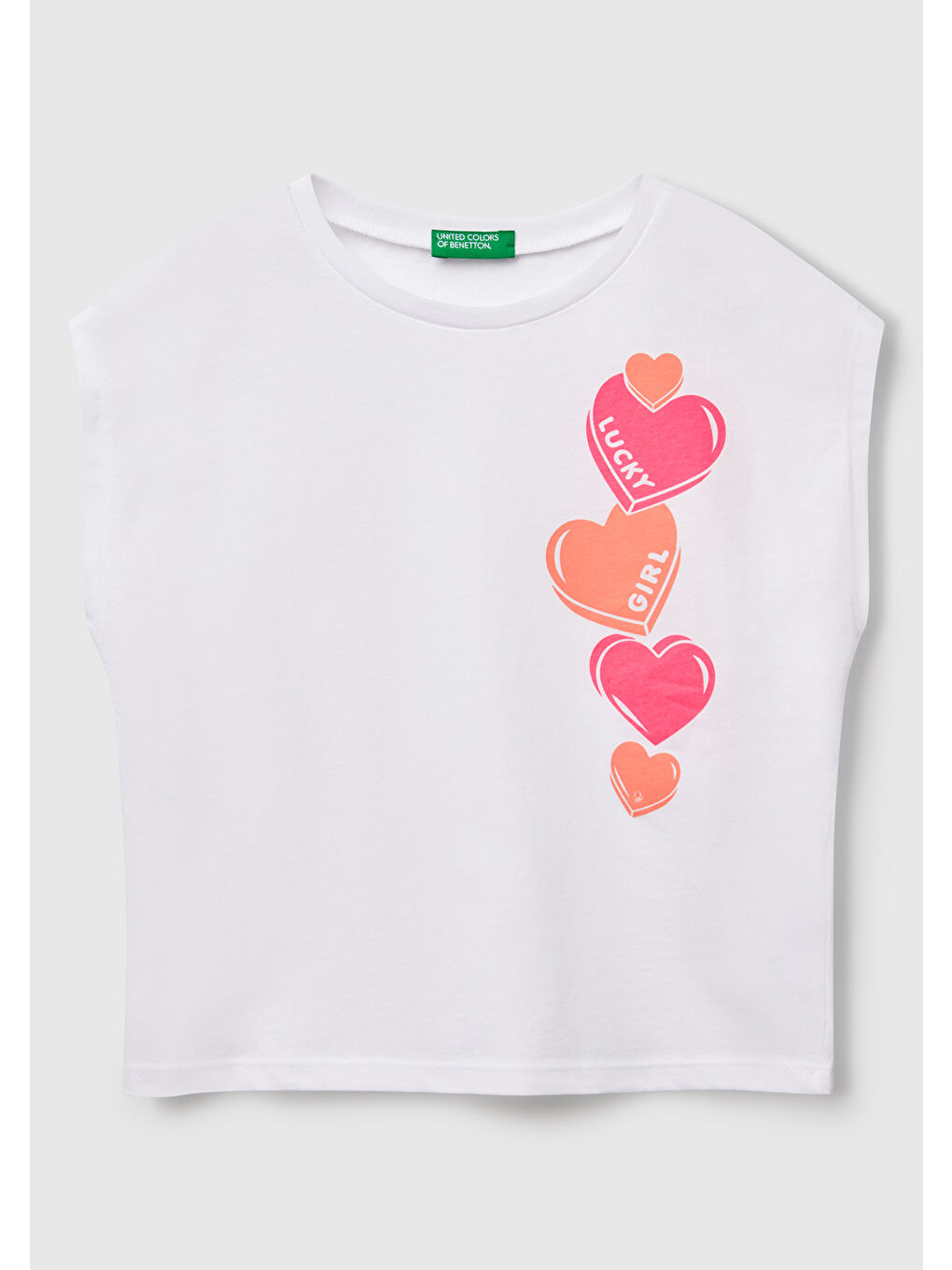 Kız Çocuk Beyaz Grafik Baskılı Kısa Kollu T-Shirt