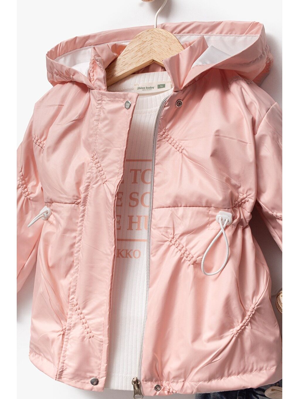Pembe Kız Çocuk Kapüşonlu Yağmurluk 2000-1
