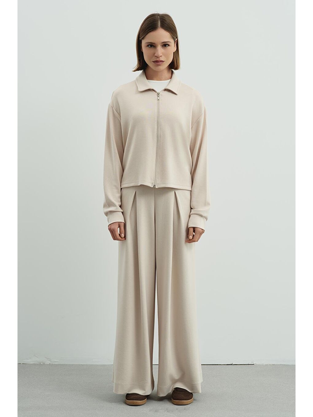 Pure Touch Fermuarlı Sweat Bej-1