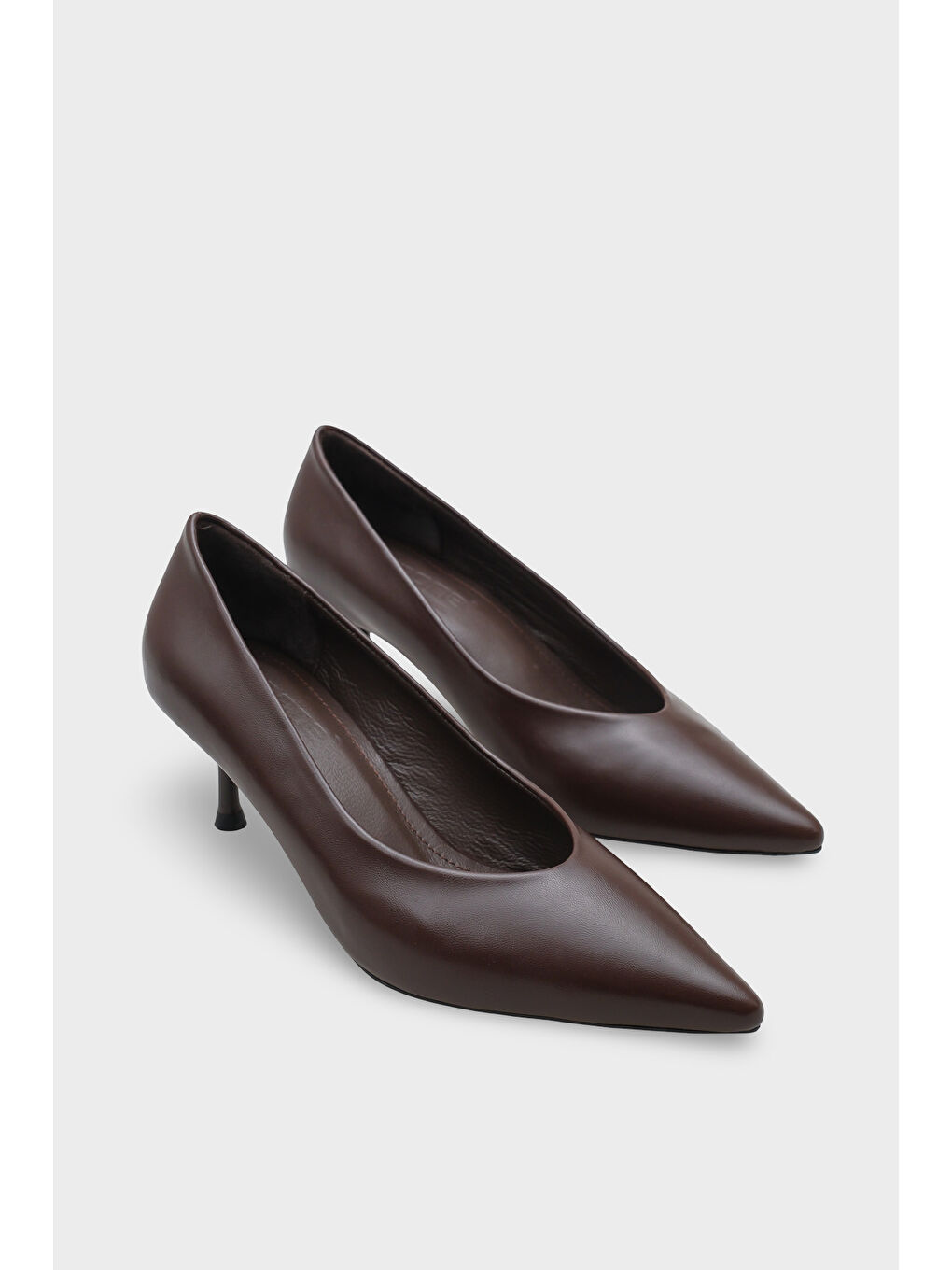 Kahverengi Merle Sivri Burunlu Hakiki Deri Astarlı Stiletto-1