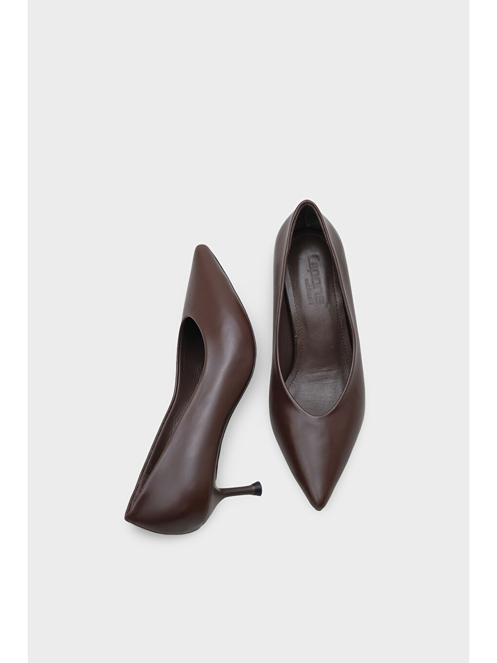 Kahverengi Merle Sivri Burunlu Hakiki Deri Astarlı Stiletto-4