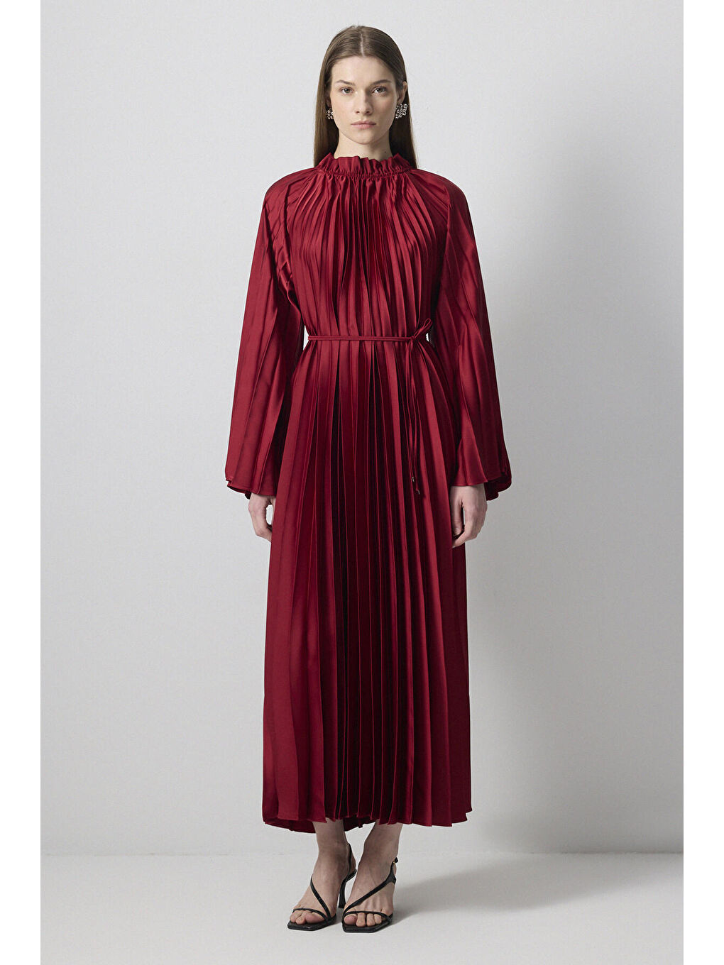 Touché Bordo Piliseli Kimono Kol Elbise