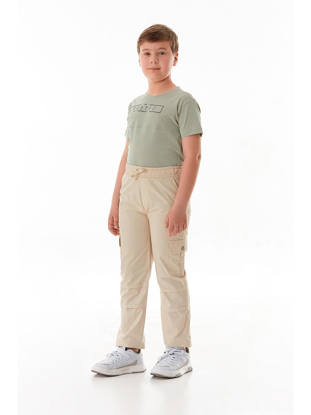 Bej Paraşüt Kumaş Erkek Çocuk Jogger Pantolon-2