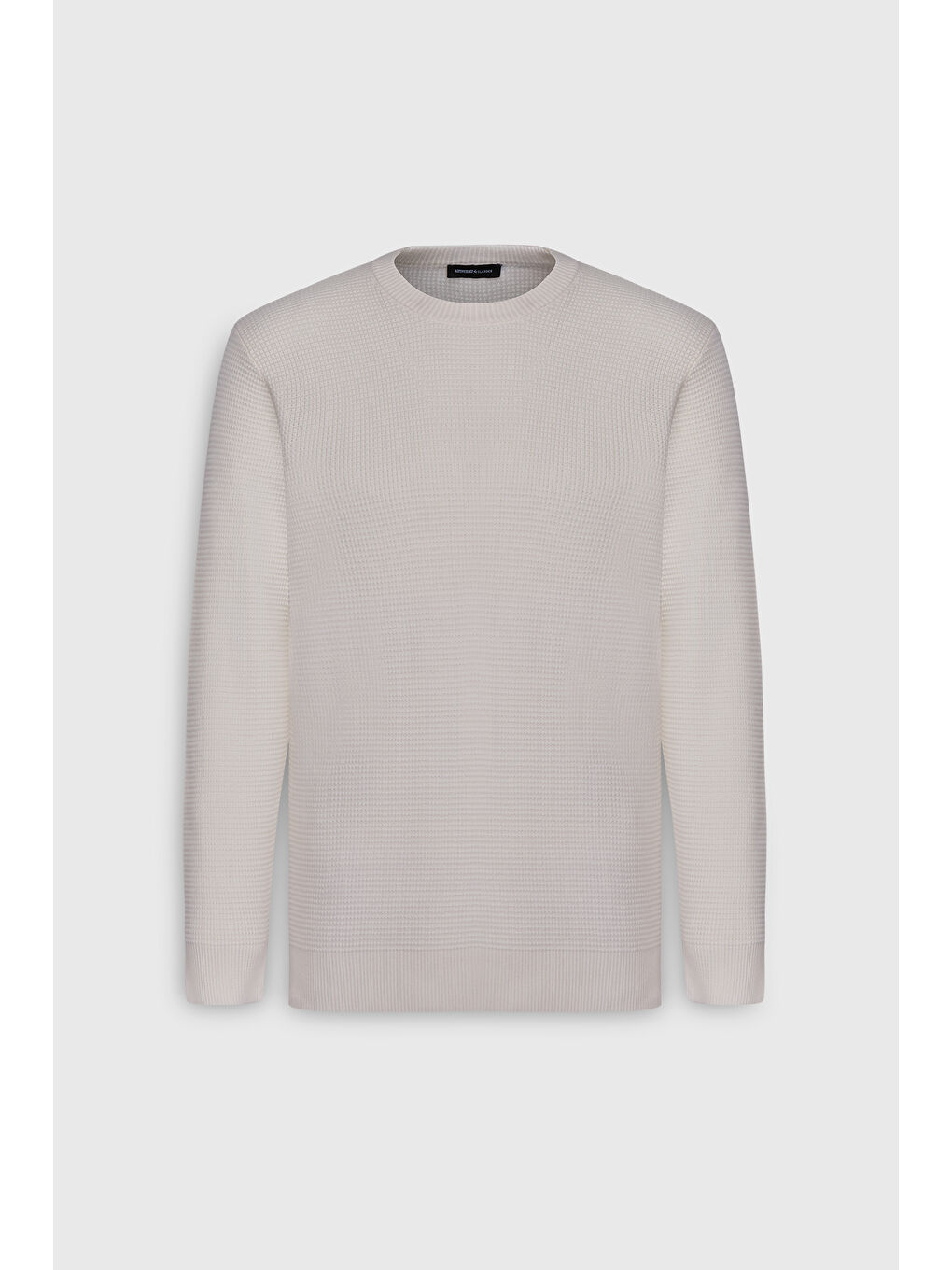 Erkek Ekru Pamuklu Normal Kesim Bisiklet Yaka Petek Dokulu Triko Kazak-5