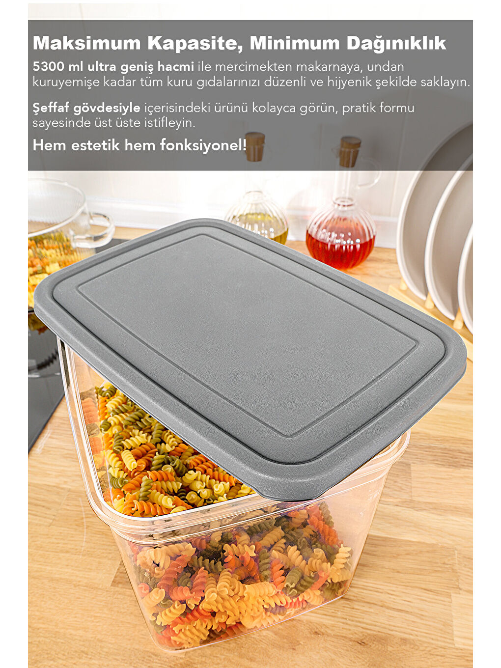 Renksiz 2 Adet Erzak Saklama Kabı 5300 ml-4