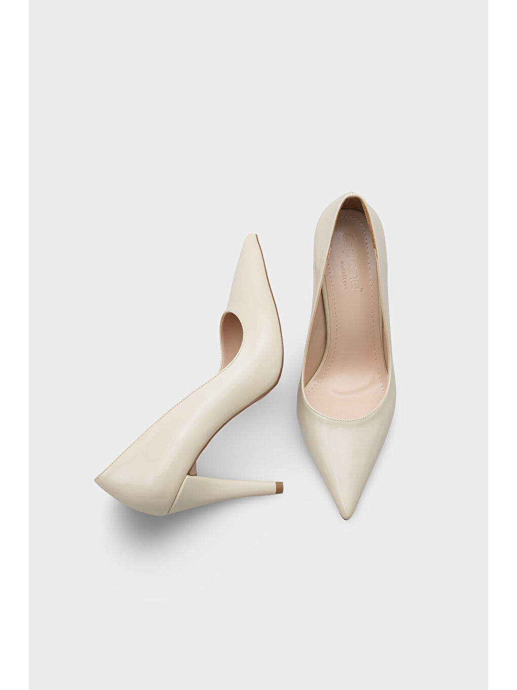 Ekru Tallie Orta Topuklu Stiletto-3