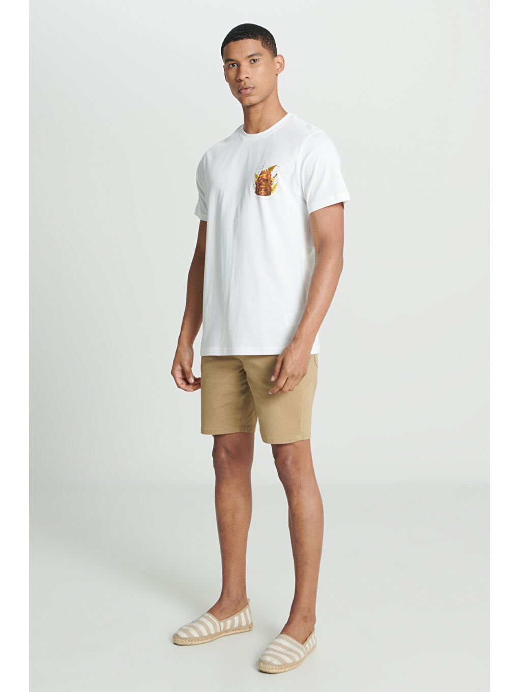 Regular Fit Normal Kesim Normal Bel Bej Şort-1