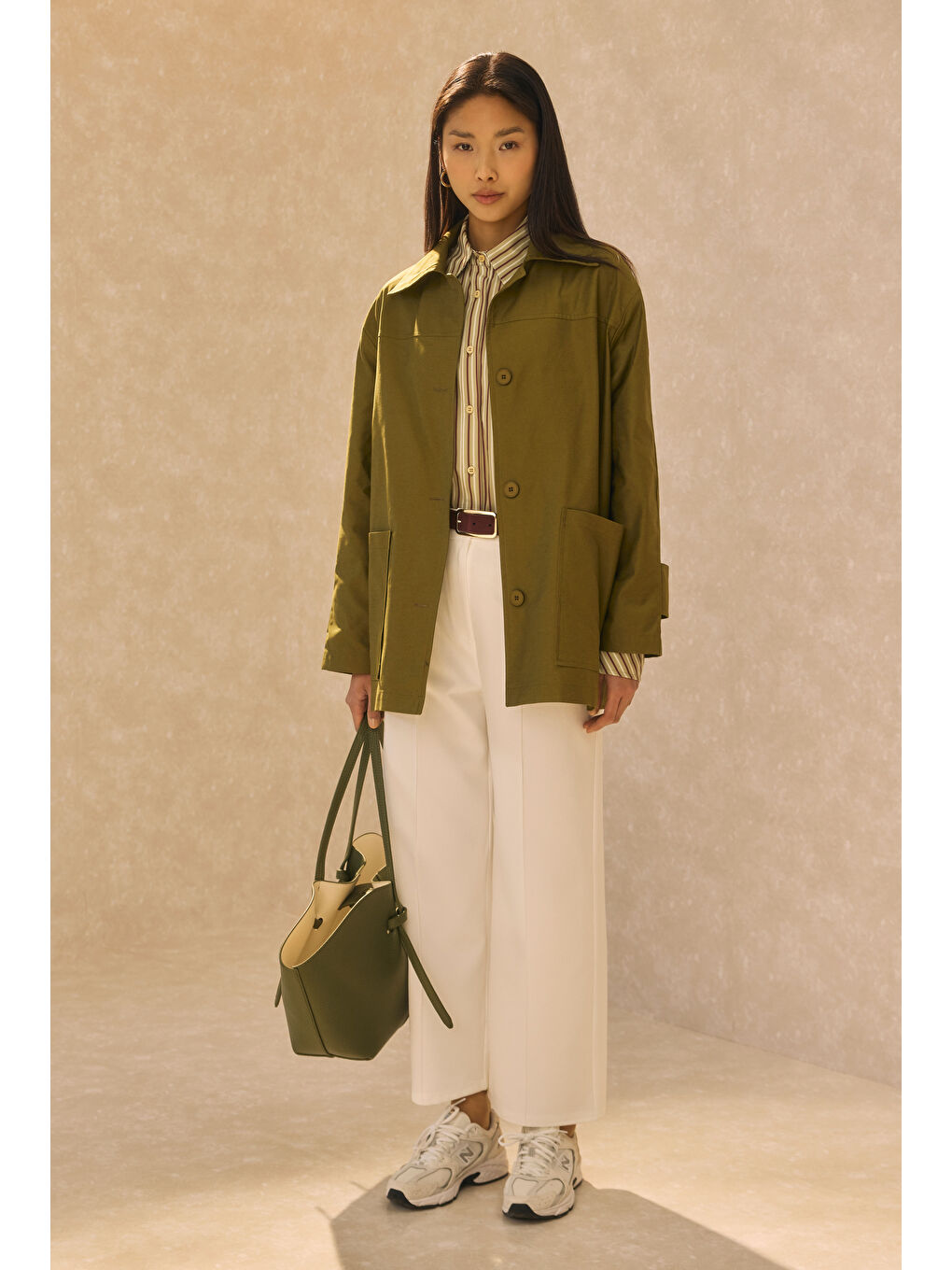 Basic Gabardin Ceket Yağ Yeşili-2