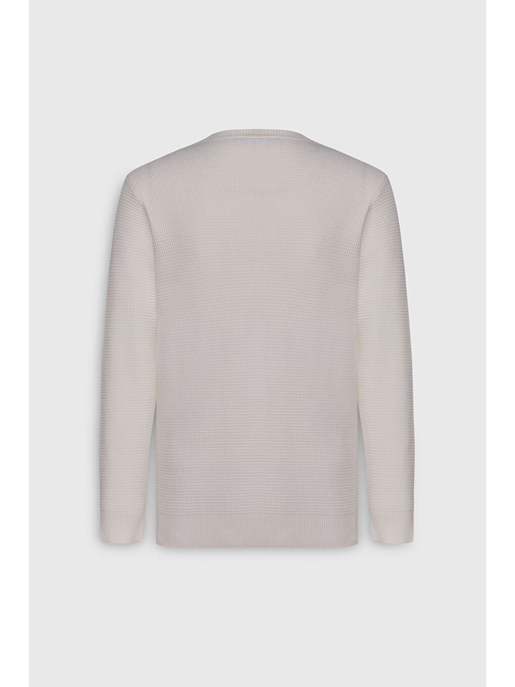 Erkek Ekru Pamuklu Normal Kesim Bisiklet Yaka Petek Dokulu Triko Kazak-8