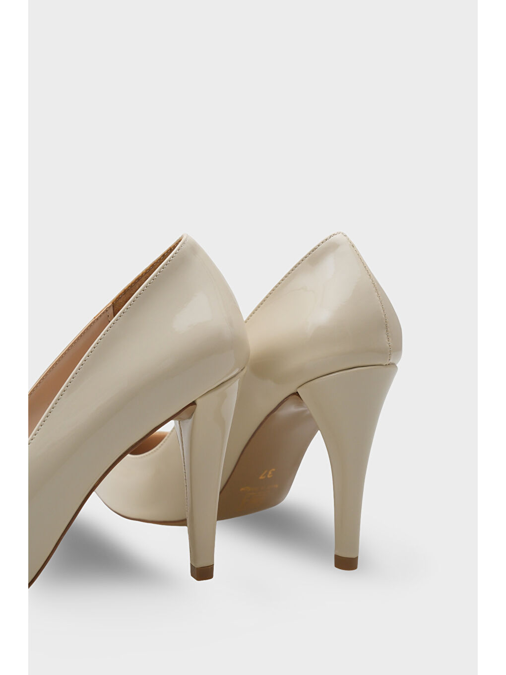 Ekru Tallie Orta Topuklu Stiletto-4