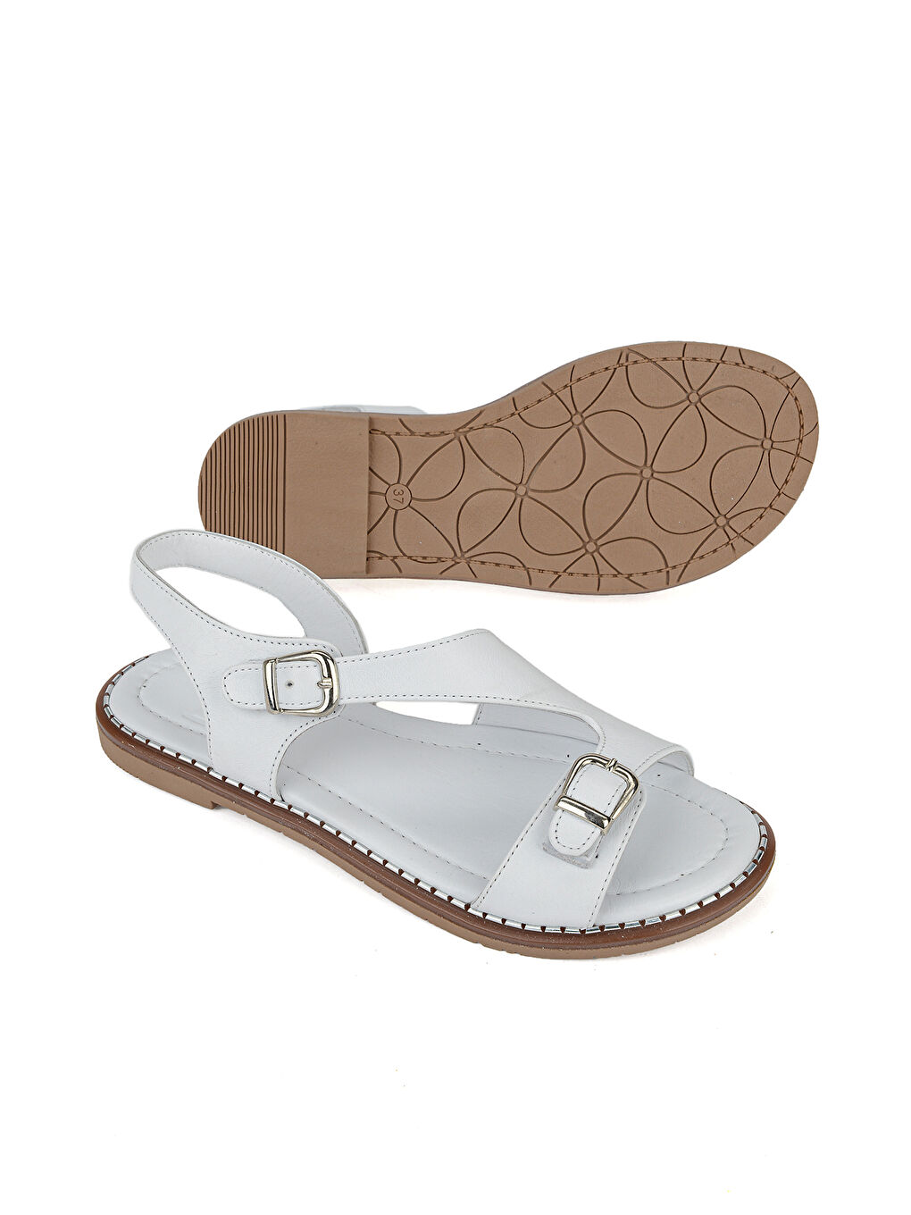 Kadın Hakiki Deri Sandalet 1611020Z5407 Beyaz-3