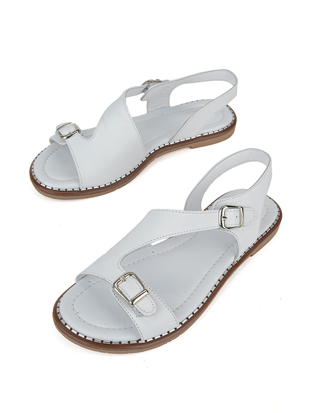 Kadın Hakiki Deri Sandalet 1611020Z5407 Beyaz-4