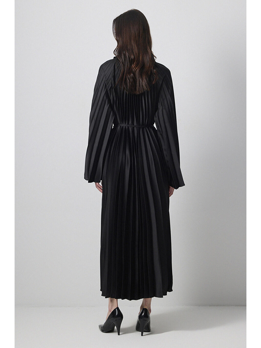 Touché Siyah Piliseli Kimono Kol Elbise - 3