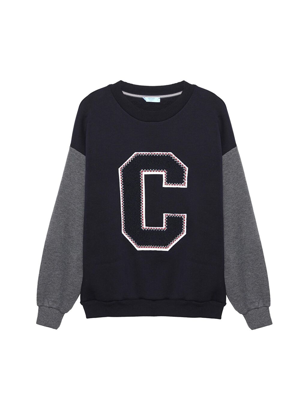 QUZU Keçe Baskı Detaylı Sweatshirt Lacivert - 1