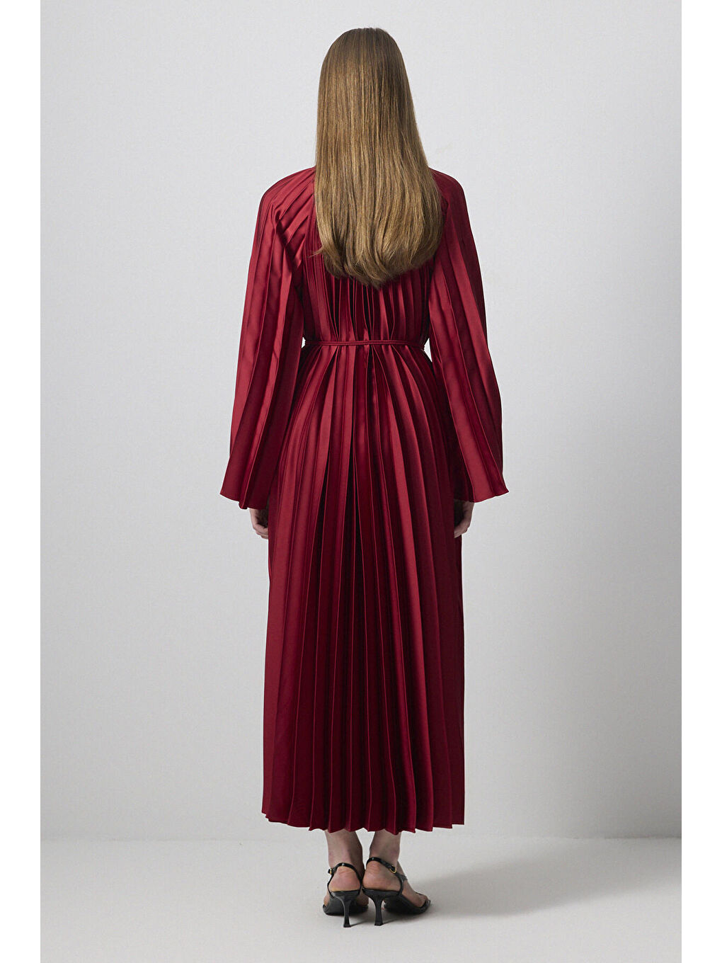 Touché Bordo Piliseli Kimono Kol Elbise - 3