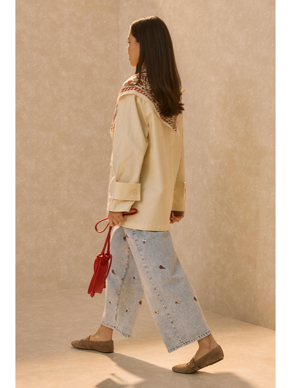 Basic Gabardin Ceket Ekru-3