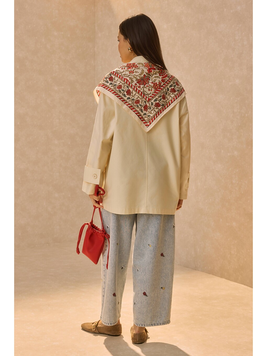 Basic Gabardin Ceket Ekru-4