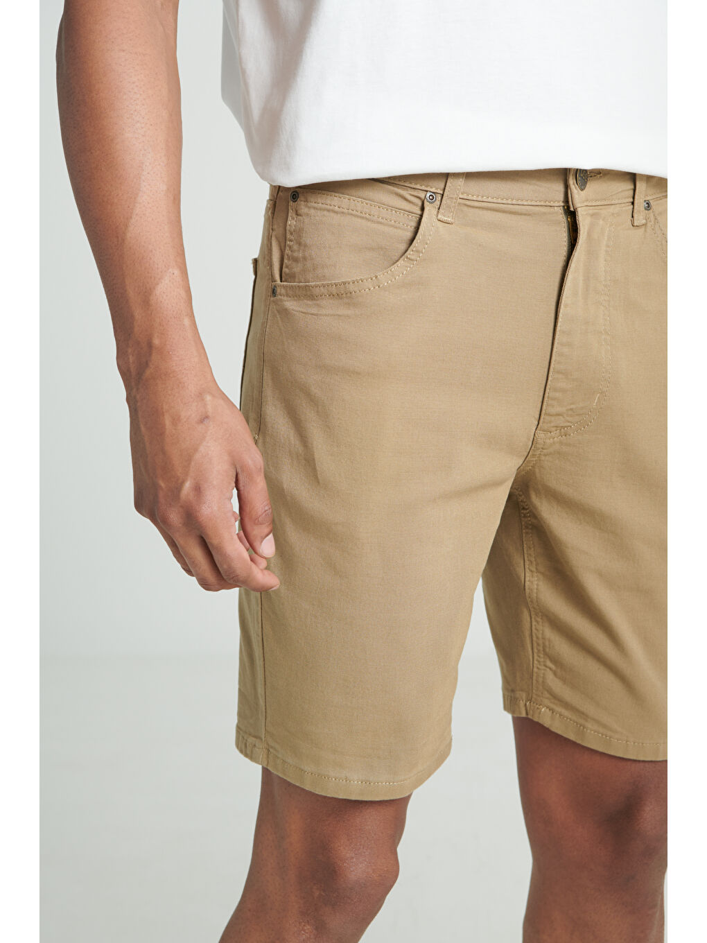 Regular Fit Normal Kesim Normal Bel Bej Şort-2