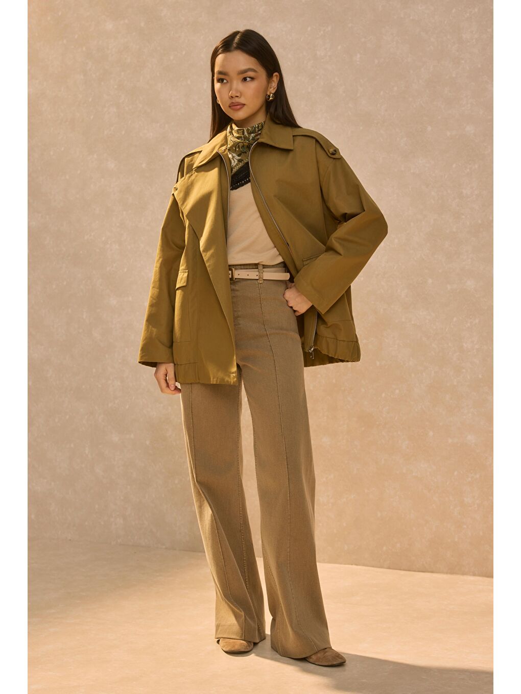 Pat Detaylı Ceket Haki