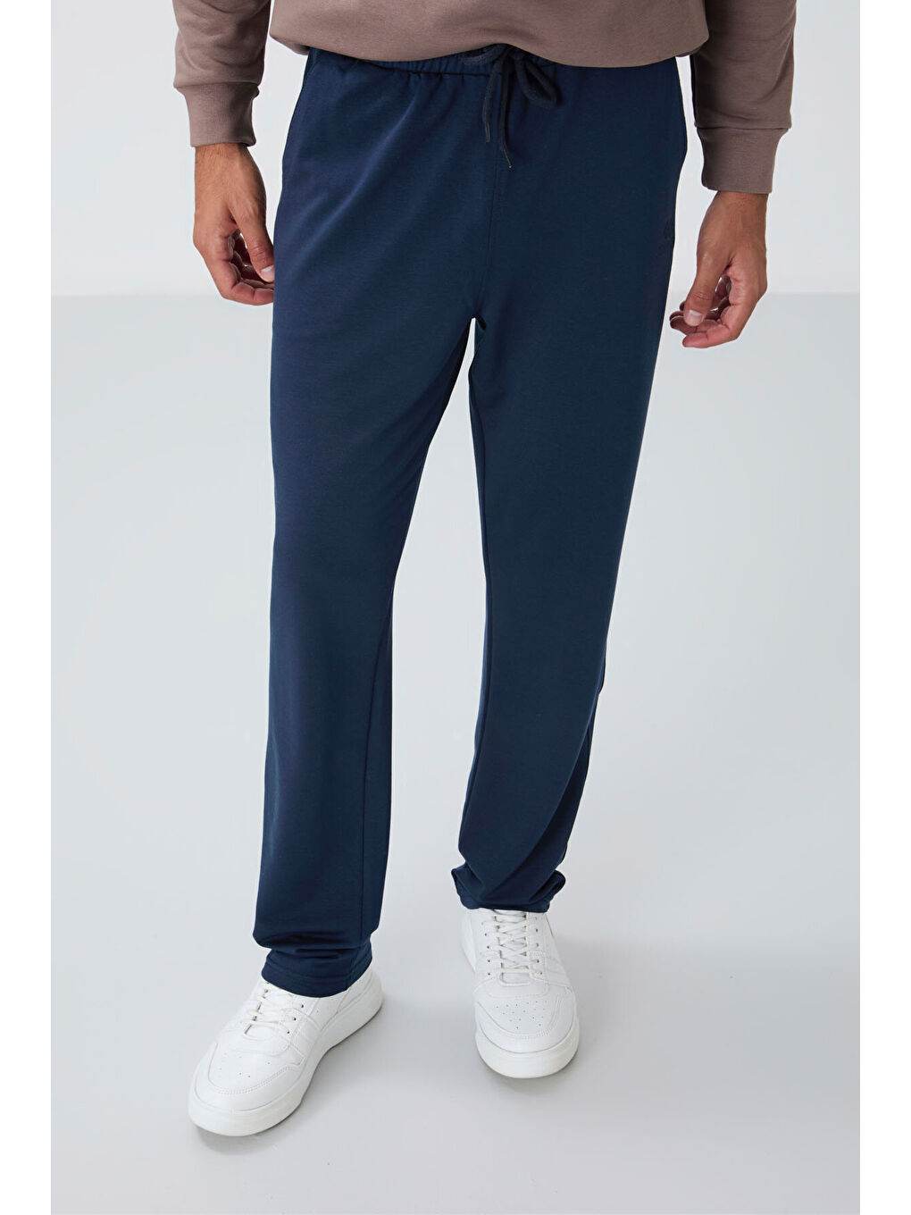 İndigo Bağcıklı Cepli Standart Kalıp Klasik Paça Erkek Eşofman Alt - 84682-2