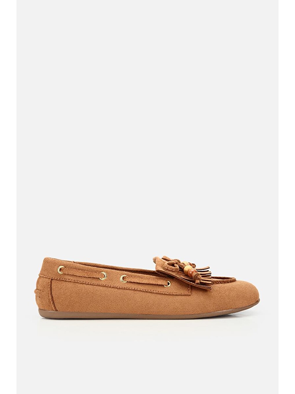 Kahverengi Kadın Taba Süet Fiyonk Detaylı Bağcıklı Loafer