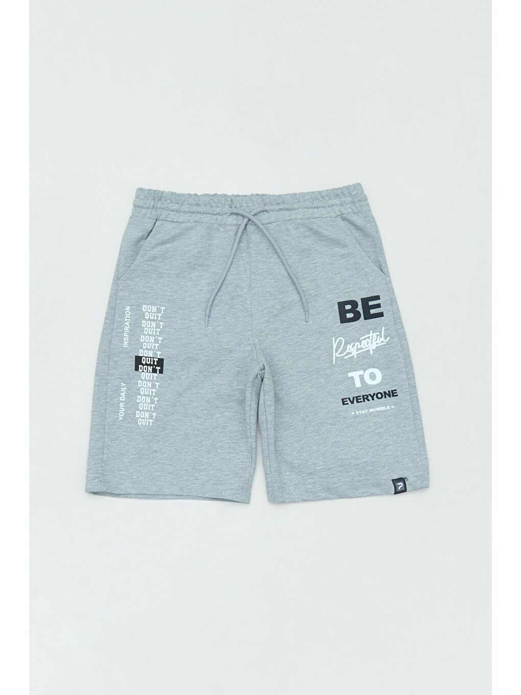 Gri Stay Strong Yazı Baskılı Beli Lastikli Erkek Çocuk Şort
