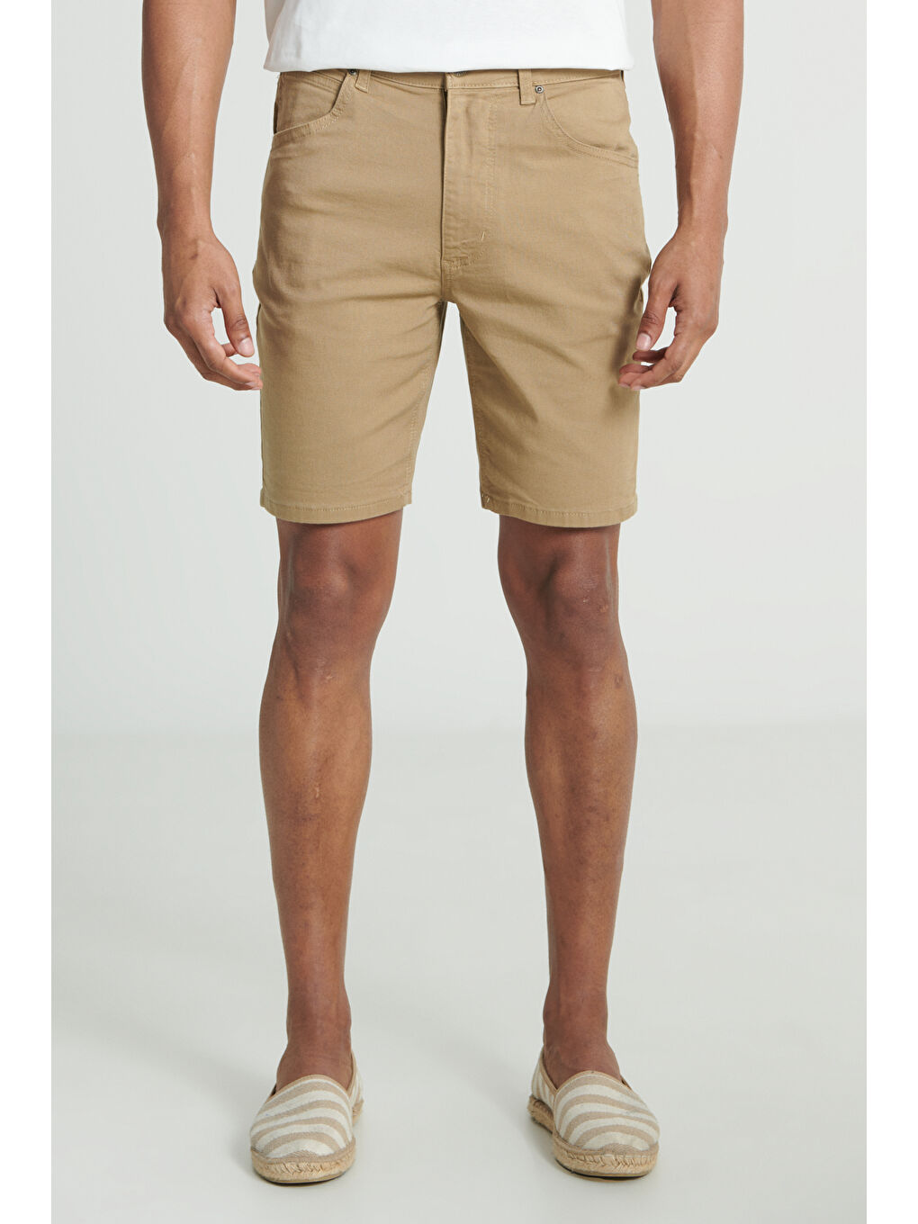 Regular Fit Normal Kesim Normal Bel Bej Şort-3