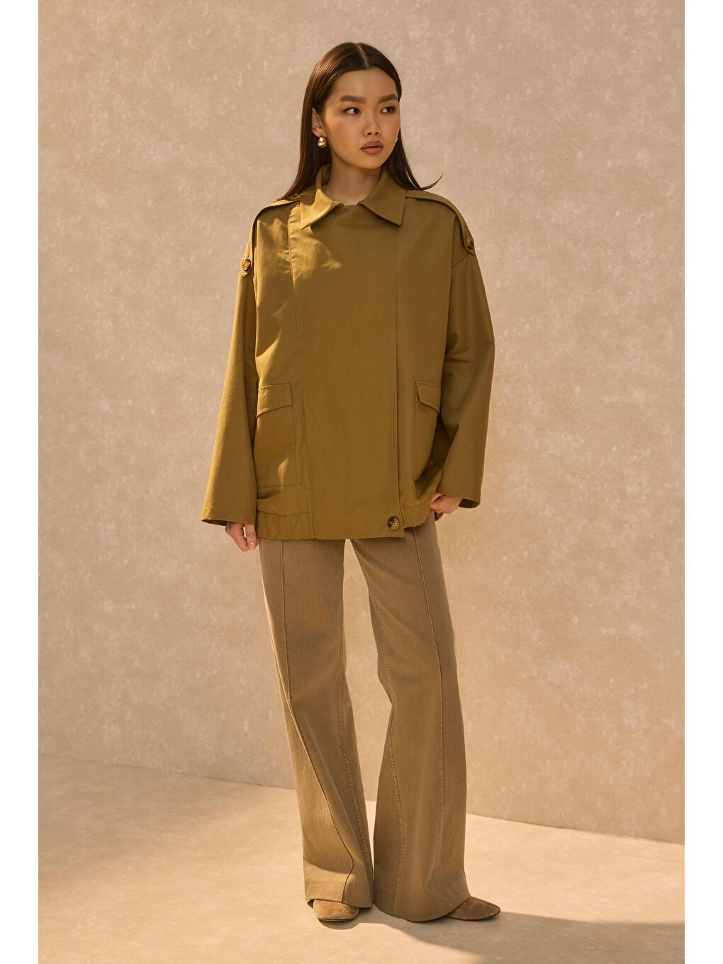 Pat Detaylı Ceket Haki-2