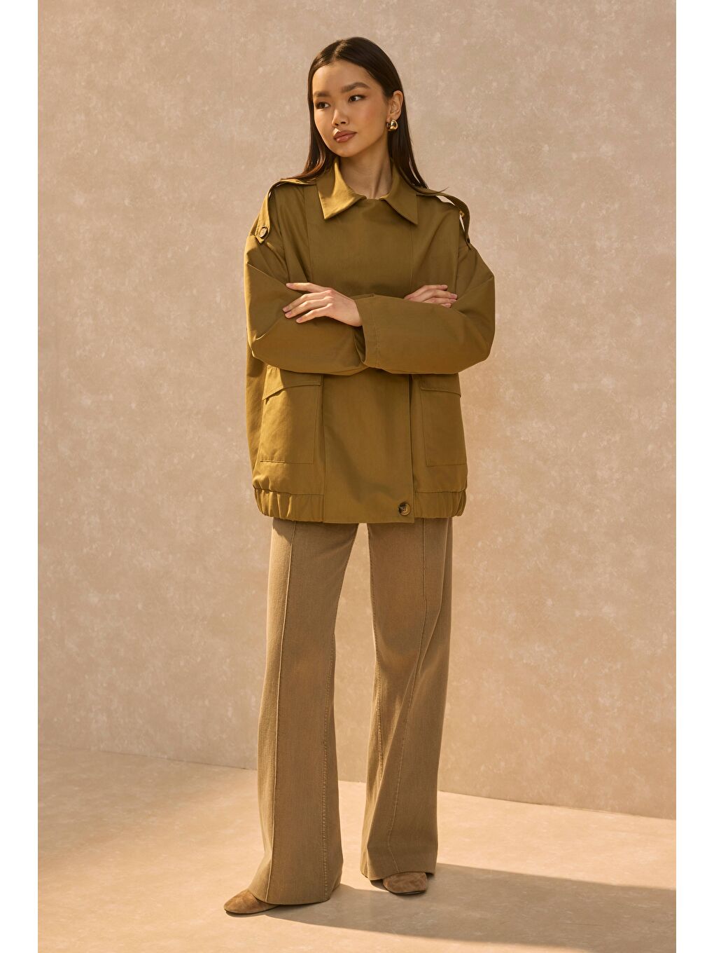 Pat Detaylı Ceket Haki-3