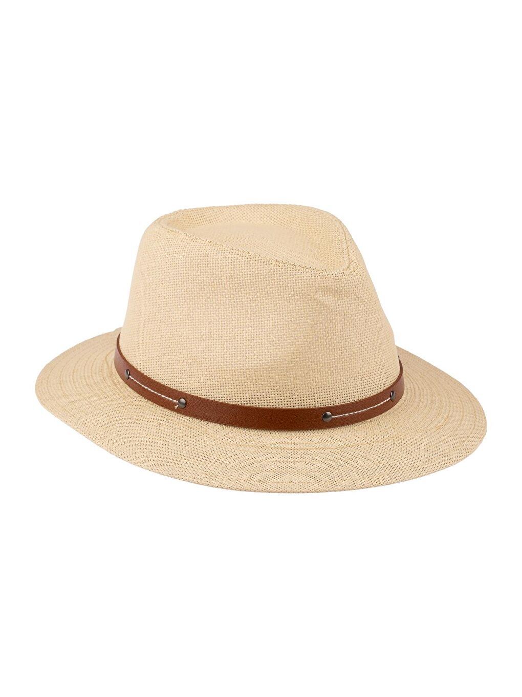 Erkek Kemer Detaylı Geniş Kenar Hasır Şapka Y25750-04 Bej-2