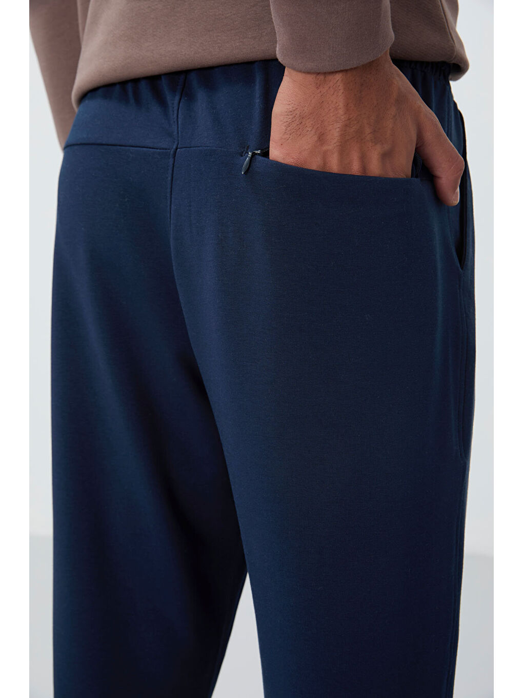 İndigo Bağcıklı Cepli Standart Kalıp Klasik Paça Erkek Eşofman Alt - 84682-8