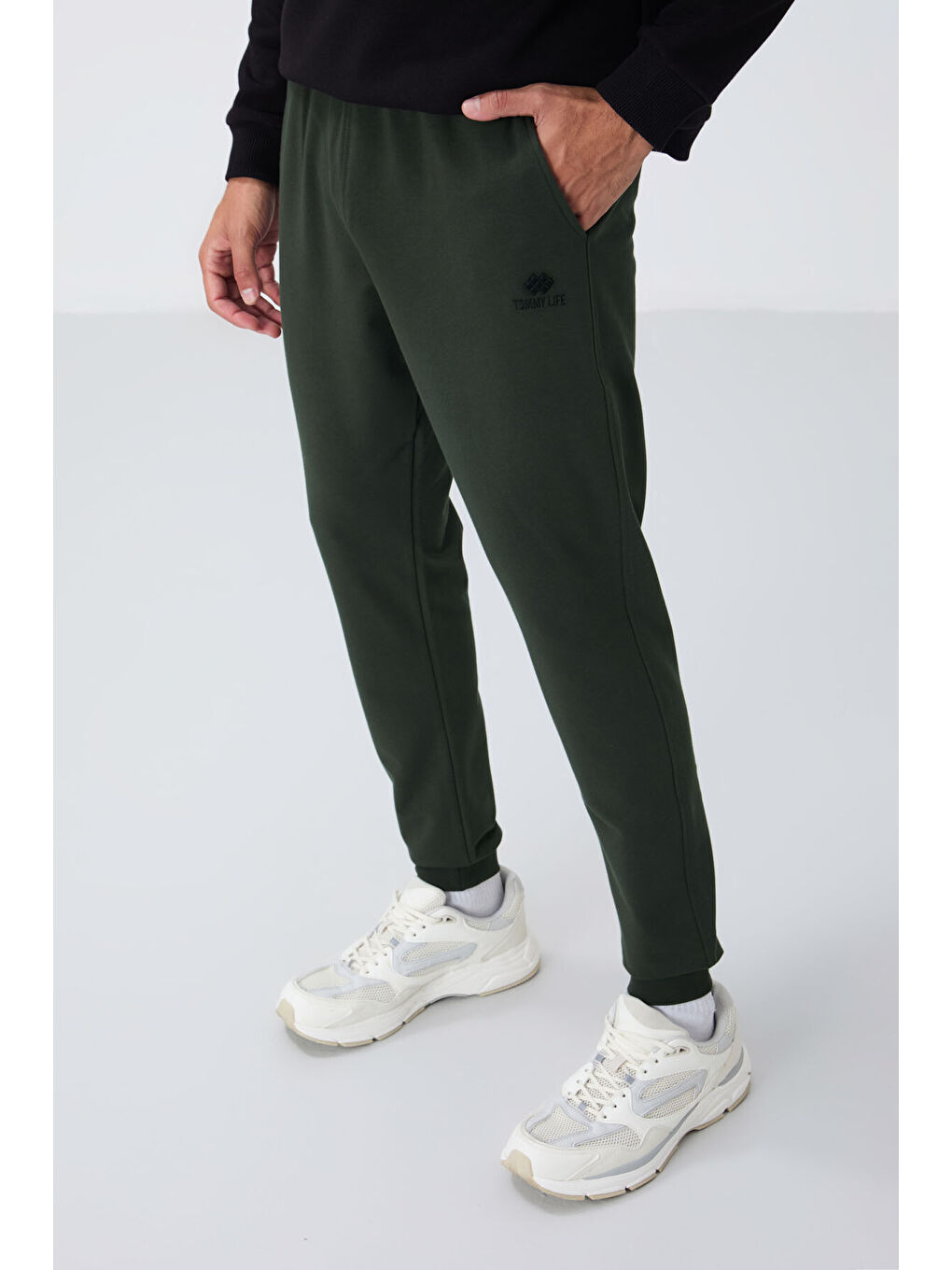 Haki Klasik Cepli Standart Kalıp Manşetli  Eşofman Alt - 84652-4