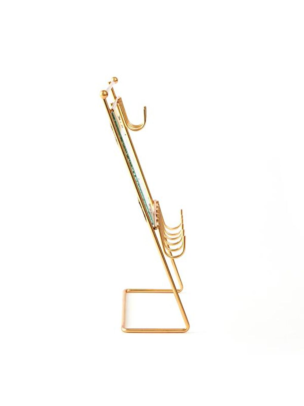 Dikdörtgen Aynalı Takı Askısı - Sarı - 26,5x26,5x7 cm-1