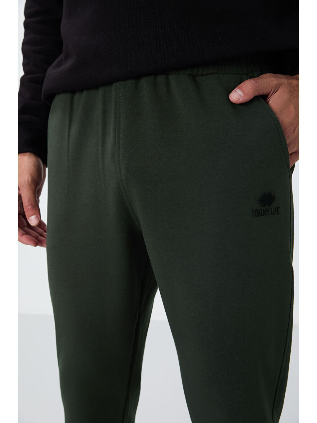 Haki Klasik Cepli Standart Kalıp Manşetli  Eşofman Alt - 84652-6