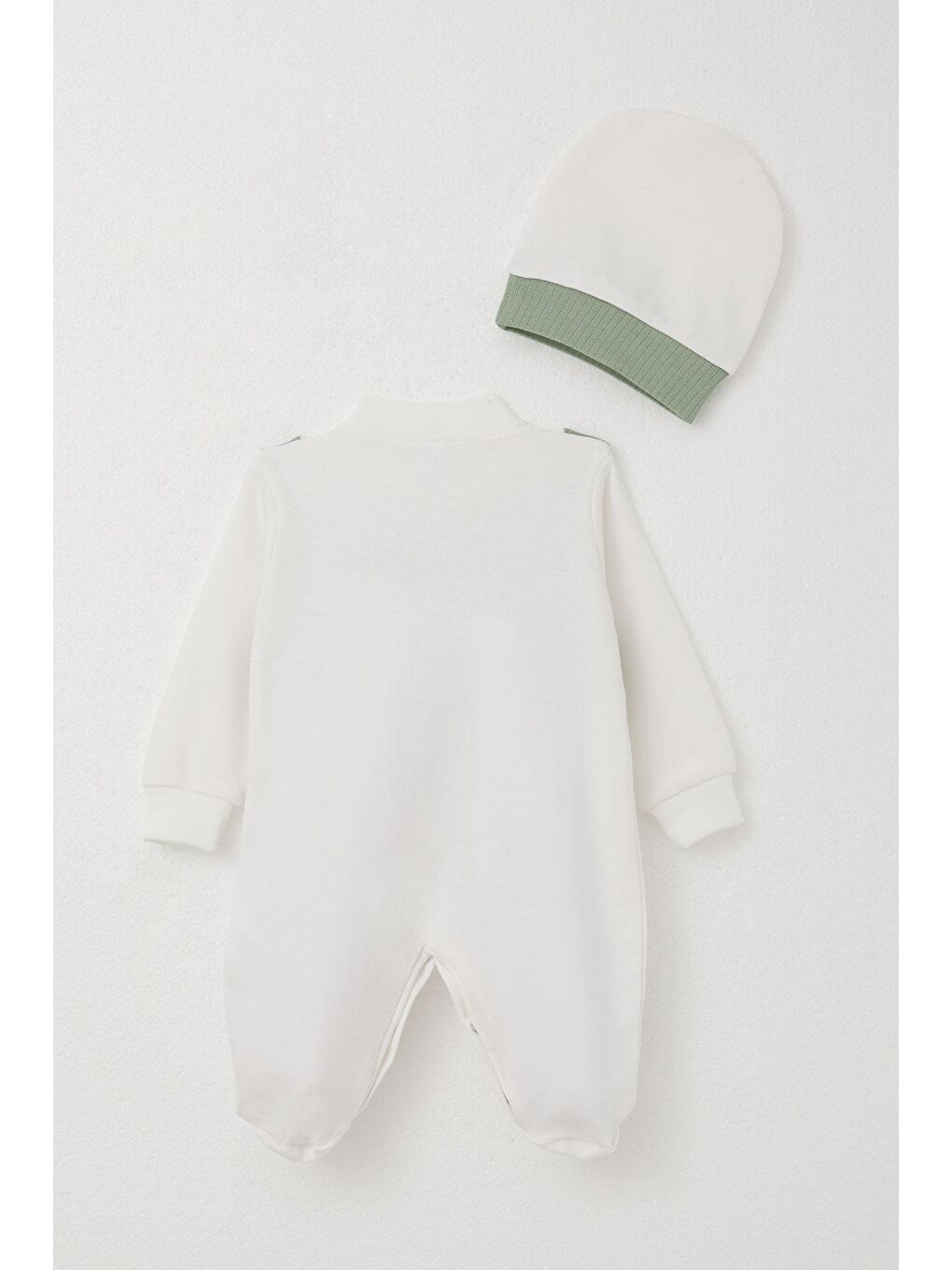 Erkek Bebek Patikli Tulum Sabit Papyonlu Yelekli Ekru (0-6 Ay)-1