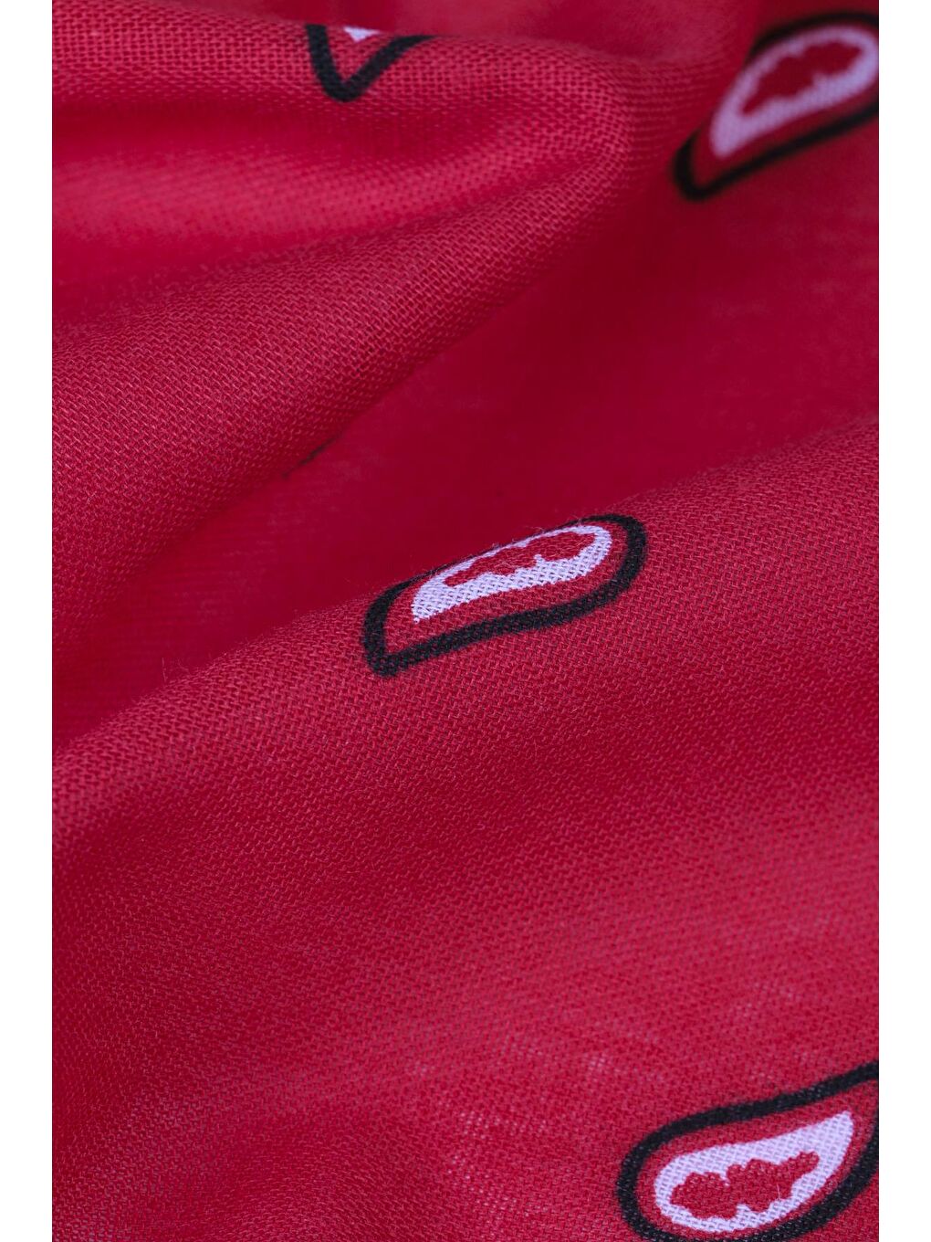 Kırmızı Şal Desenli Kare Pamuk Bandana Fular-2