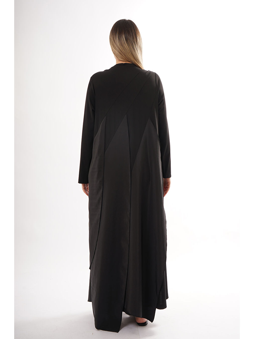 Önü ve Arkası Dubai Garnili Bambu Elbise 724 Siyah-4