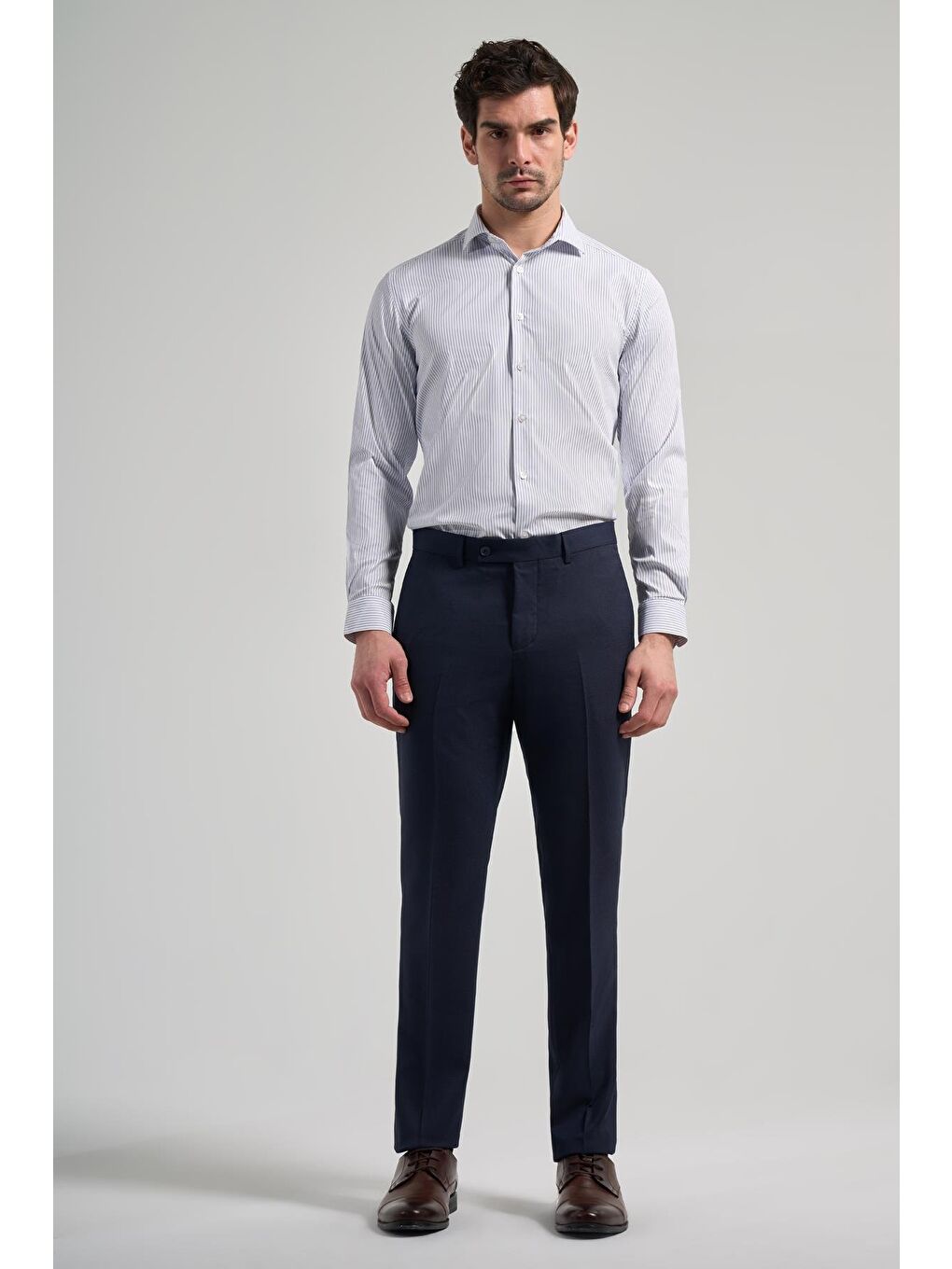 Koyu Lacivert Esnek Yandan Cepli Slim Fit Classic Erkek Pantolon 1003250160-1