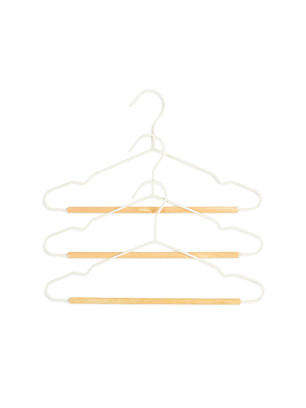 3'lü Ahşap Destekli Mat Beyaz Renk Kauçuk Kaplamalı Metal Çocuk Giysi Askısı 18 x 32 x 0.3 cm-3