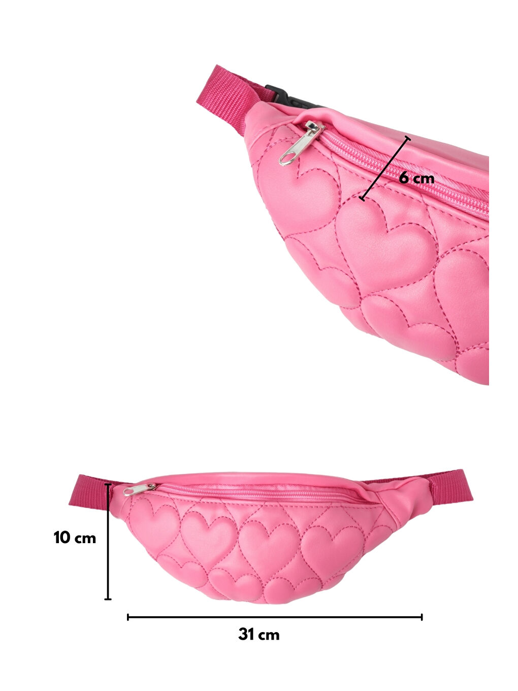 Fuşya Kalp Desenli Kız Çocuk Bel Çantası-3