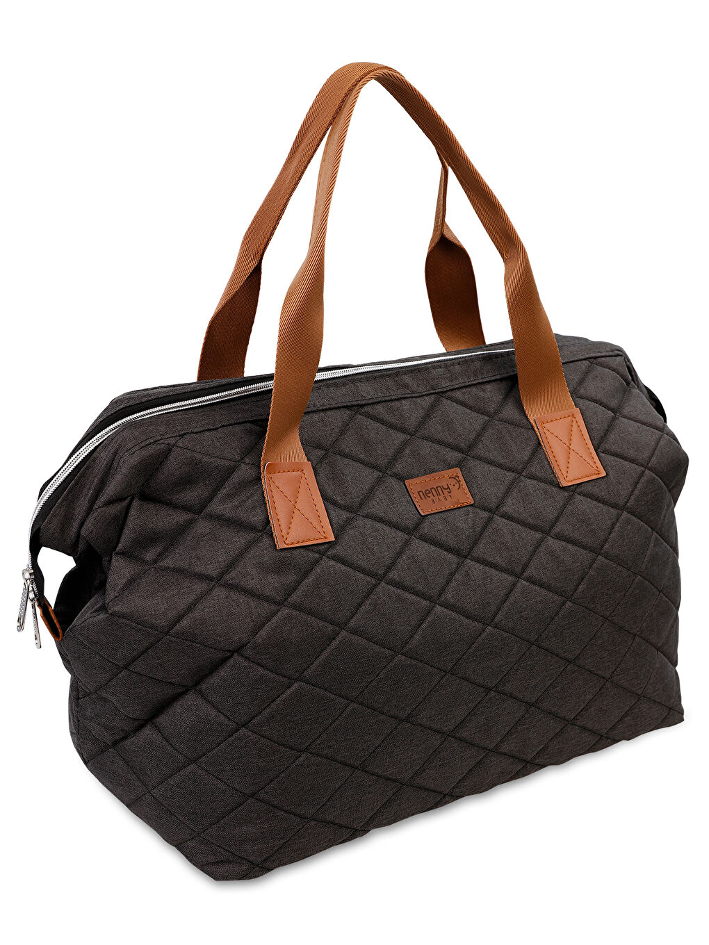 Kapitoneli Mommy Bag Anne Bebek Bakım Çantası Füme-1