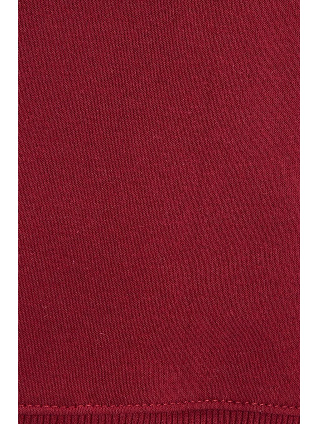 Kadın Oversize Geniş Kesim Pamuklu Bisiklet Yaka Bordo Sweatshirt-5