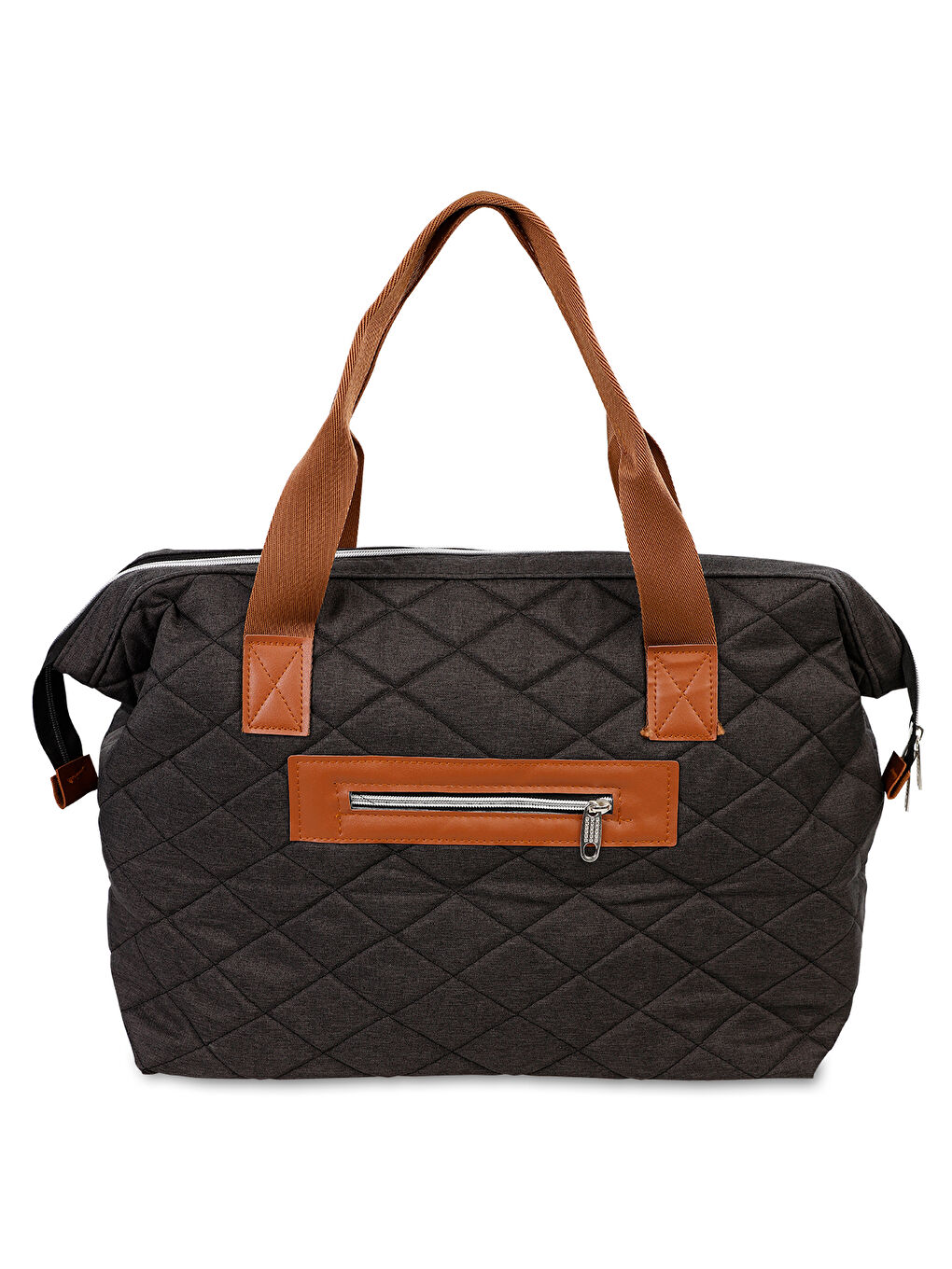 Kapitoneli Mommy Bag Anne Bebek Bakım Çantası Füme-2