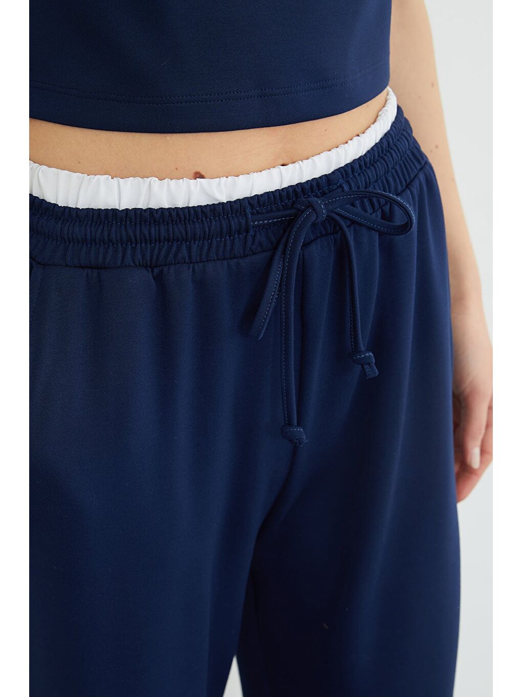 Lacivert Beli Garnili Cepli Modal Pantolon-4