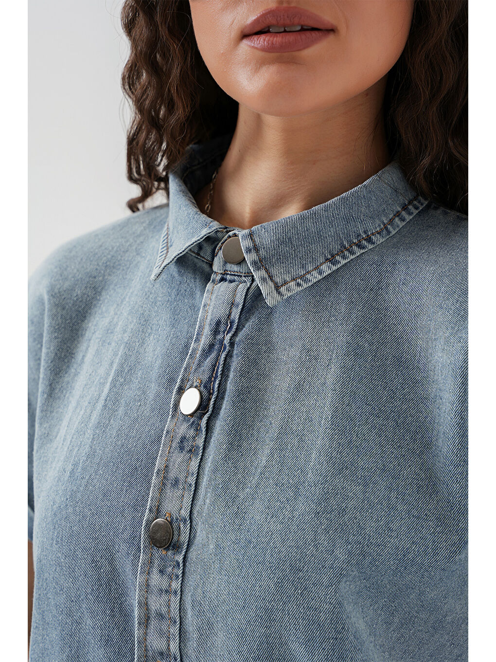 Kadın Kısa Jean Elbise 2530   Mavi-5