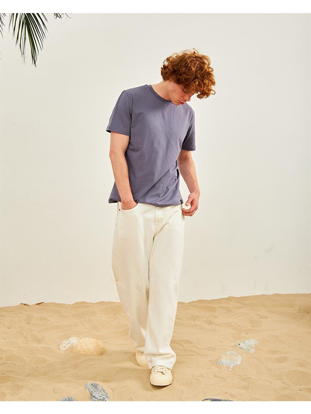 Erkek Basic %100 Pamuklu Bisiklet Yaka Tişört Antrasit