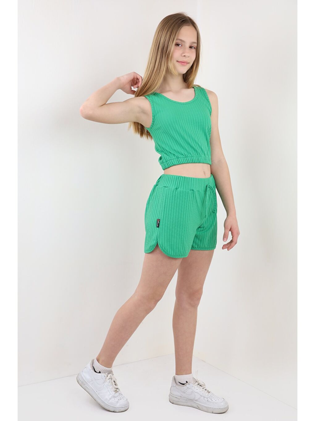 Gri Kız Çocuk Şortlu Takım