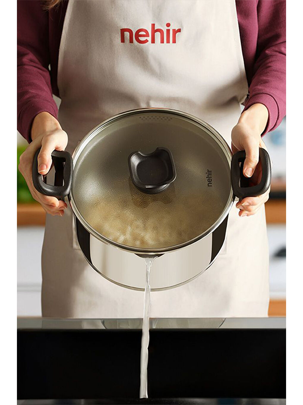 Gri Napoli 24 Cm Paslanmaz Çelik Süzgeç Kapaklı Tencere-1