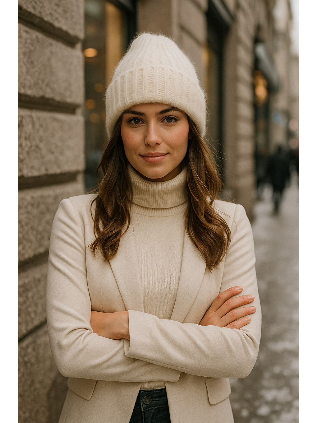 Kadın Ekru Basic Yün Bere BERE1148-3