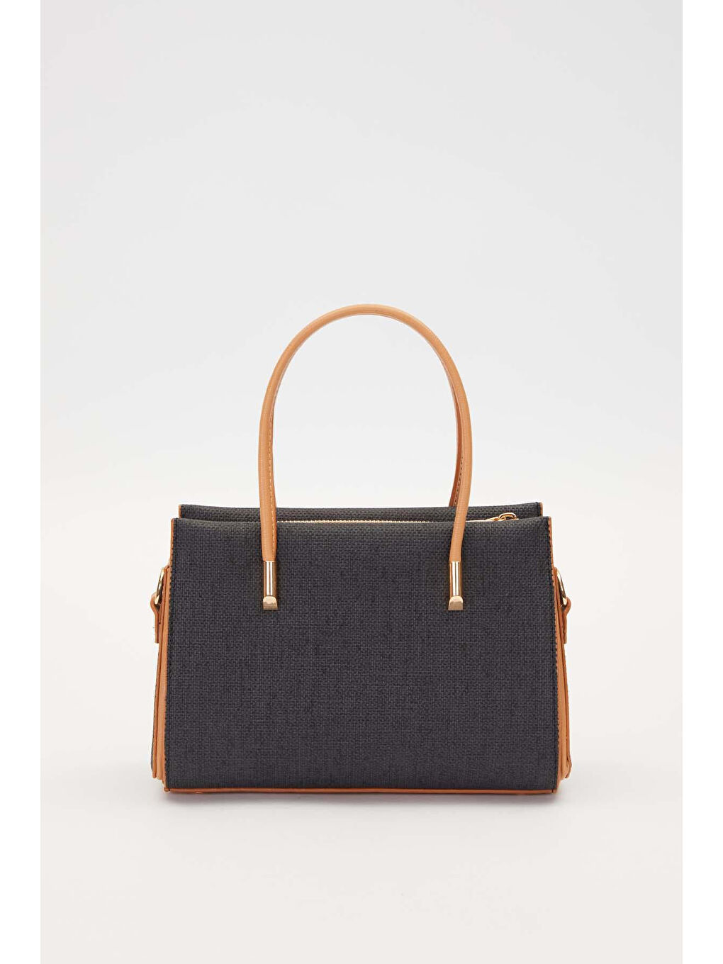 İnce Saplı Biye Detay Sert Deri Çanta 930543 Siyah-3